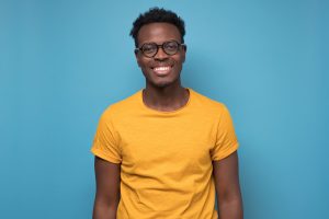 example of a man happy with straight, healthy teeth