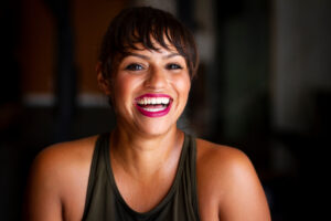 Smiling woman in gym